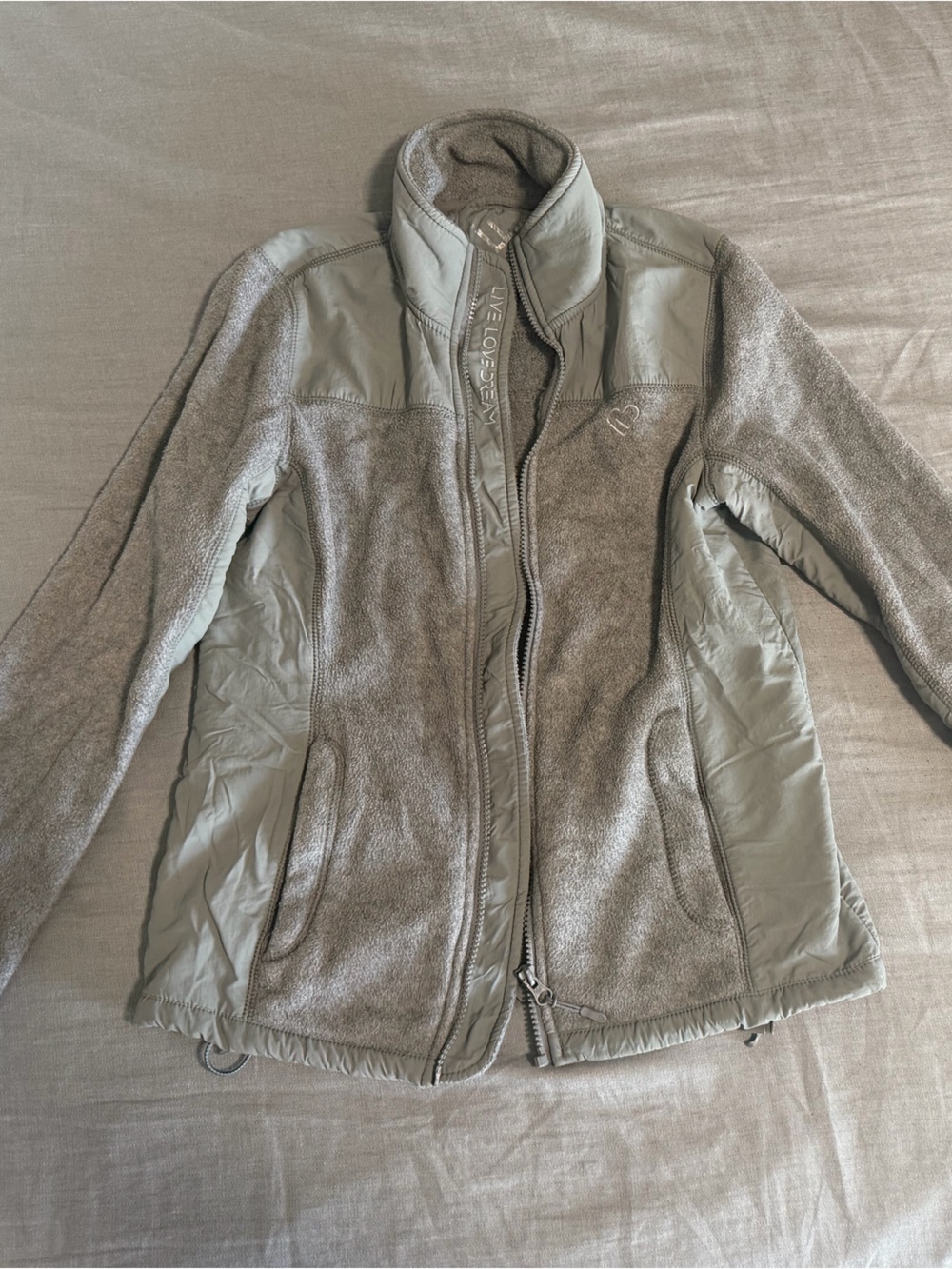 Aeropostale Gray Mixed-Media Fleece Utility Jacket